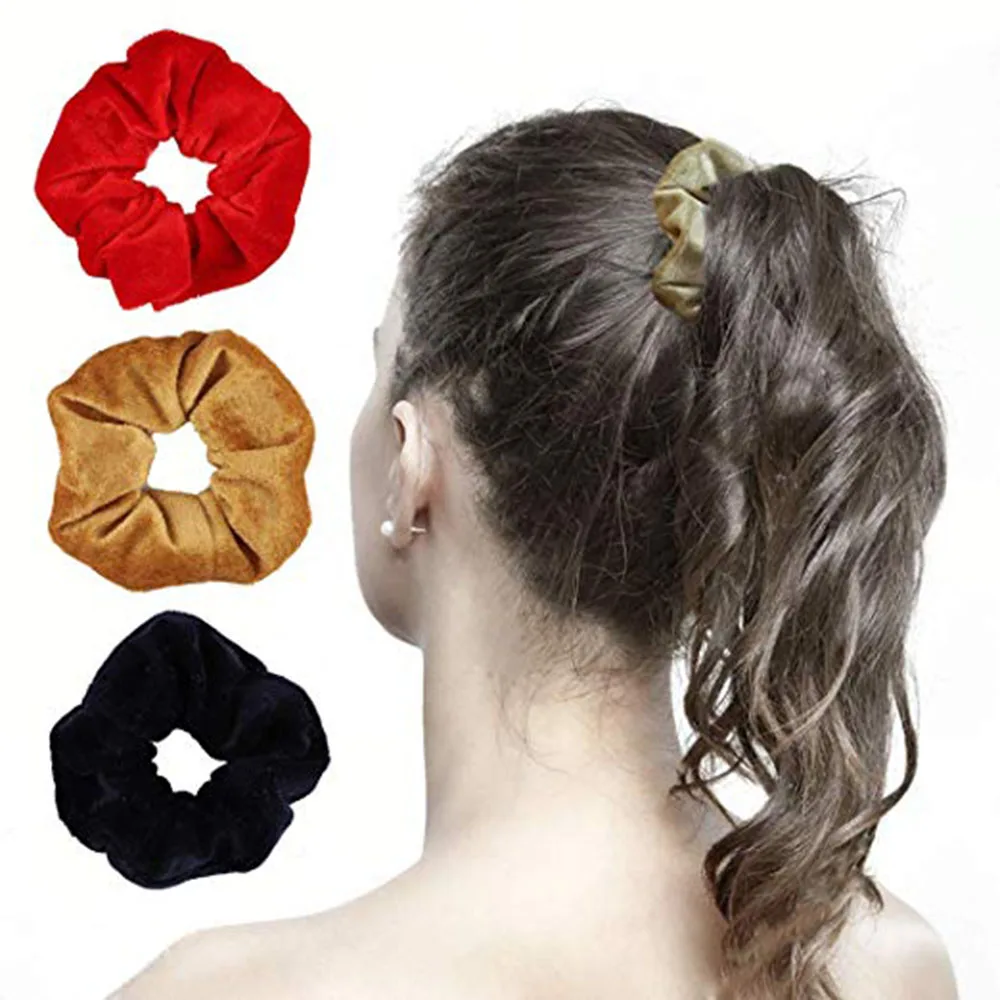 XRHYY 22 Colors Velvet Hair Scrunchies Elastic Scrunchy Hair Bands Bobbles Hair Ring  Plush Hair Tie Ponytail Holder Hair Ropes