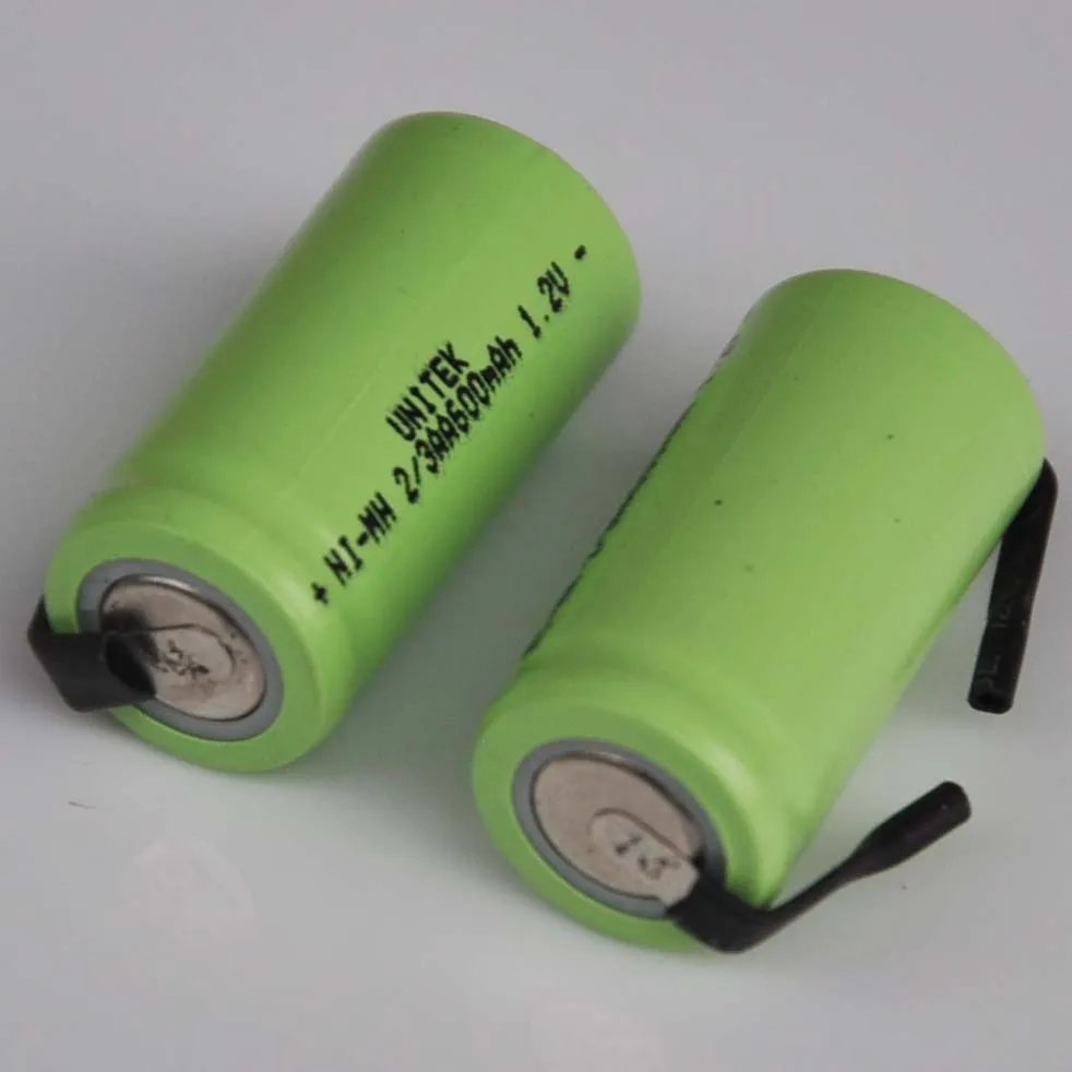 US 600mah 1.2V 2/3AA ni-mh rechargeable battery 2/3 AA nimh cell with welding tabs for Electric razor shaver solar light