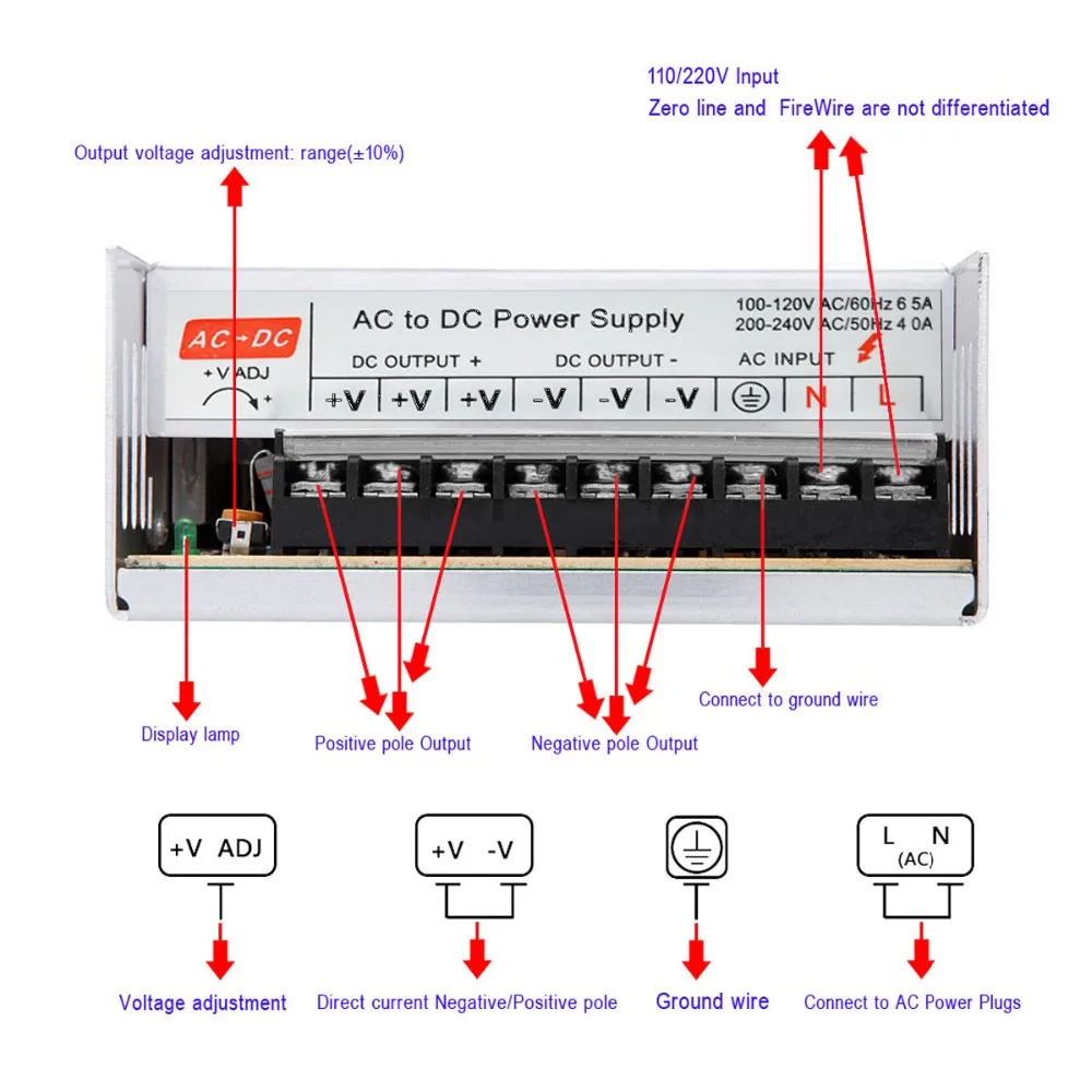 

DC 48V 400W Switch Mode Power Supply Constant Voltage Led Driver Transformer AC 110V / 220V