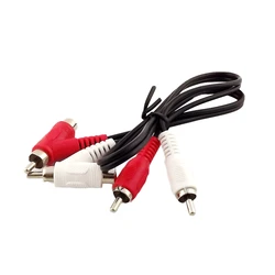 1pc RCA Stereo Audio Piggyback Cable 2 x RCA Phono Male to 2x RCA Male and Female Piggyback Cord 1.5FT/5FT