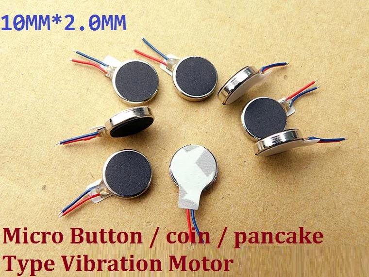 10pcs/lot 2 V-5 V 10MM*2.0 MM Micro Button / coin / pancake Type Vibration Motor High Magnetic and Vibratory sensation