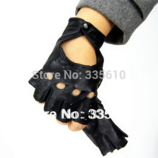 2018 Fashion style leather half finger fingerless mitts ,Female mitts women gloves genuine leather half finger Arm sleeve  lady