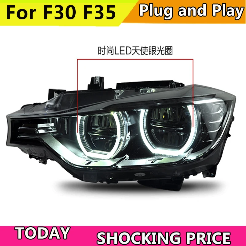 

doxa Car Styling for BMW 316i 320i 328 335 Headlights 2013-2015 F30 F35 LED Headlight LED Angel Eyes Headlight assembly