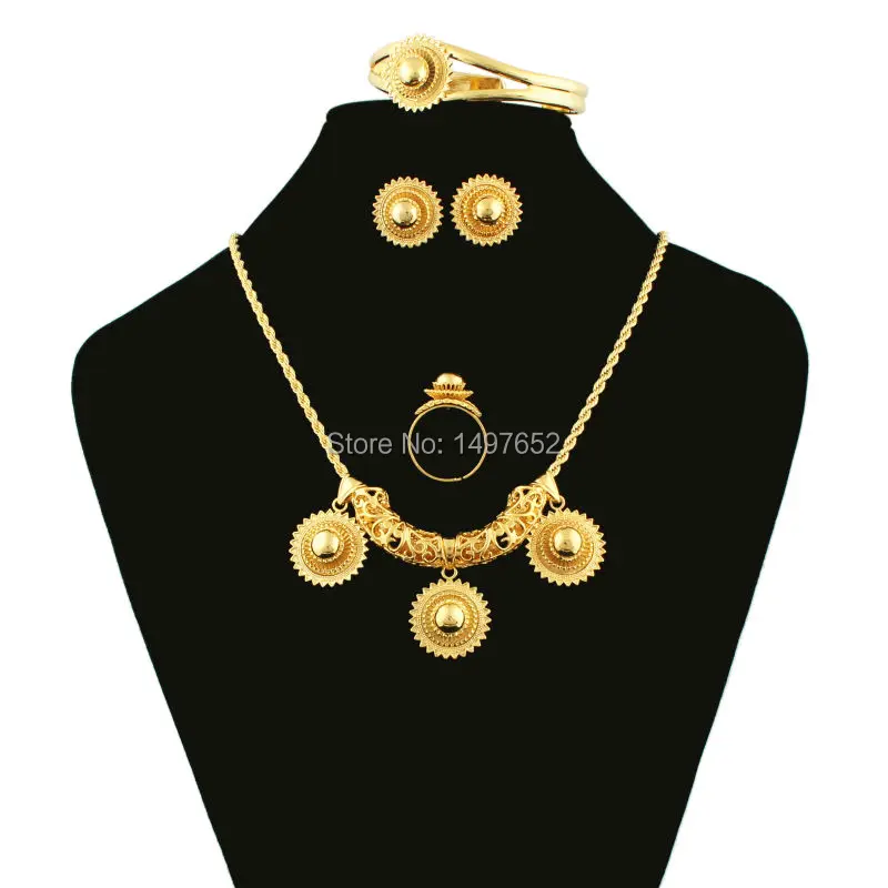 Newest DIY Ethiopian Habesha Jewelry Gold Color Jewelry Bridal Temperament Jewelry Wedding Jewelry Sets for Women