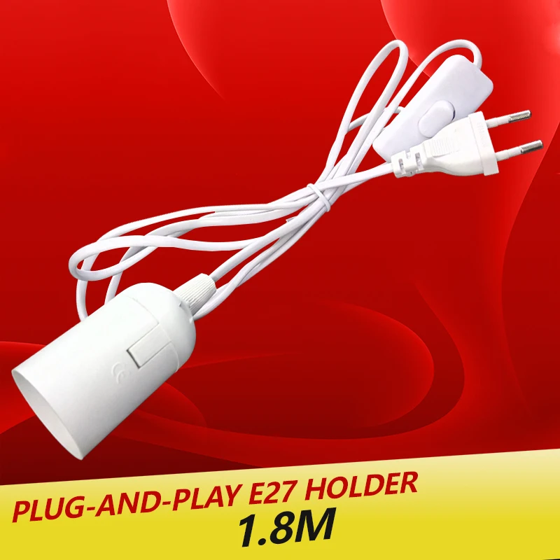 

SAVE Plug-and-play E27 holder for E27 socket E27 base bulb led light lamp,switch to control E27 Power Cord Europe Russia Plug