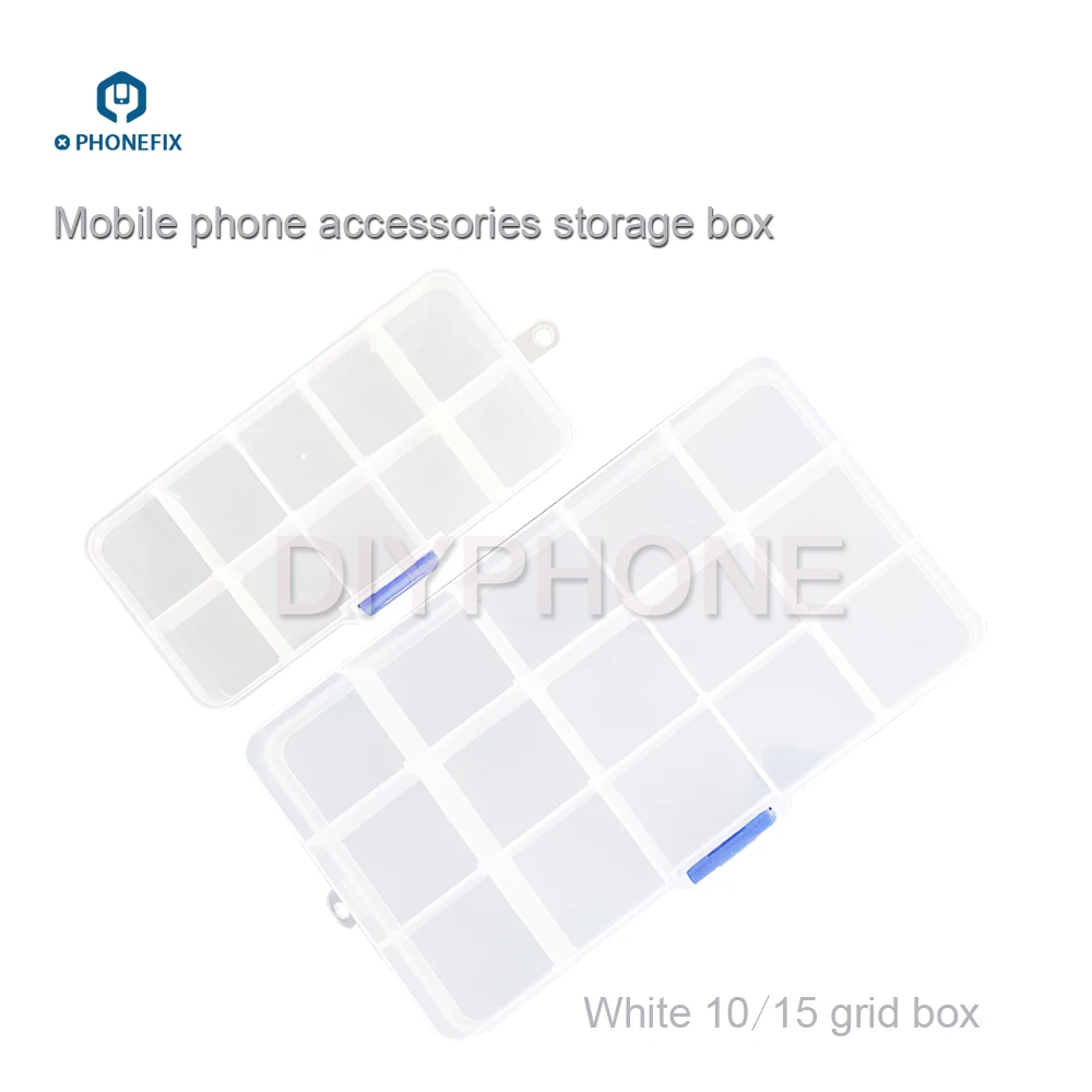 Caja de almacenamiento de plástico multifuncional, 15 compartimentos, reparación de teléfono, joyería, pendientes, tornillo, estuche organizador de exhibición, contenedor