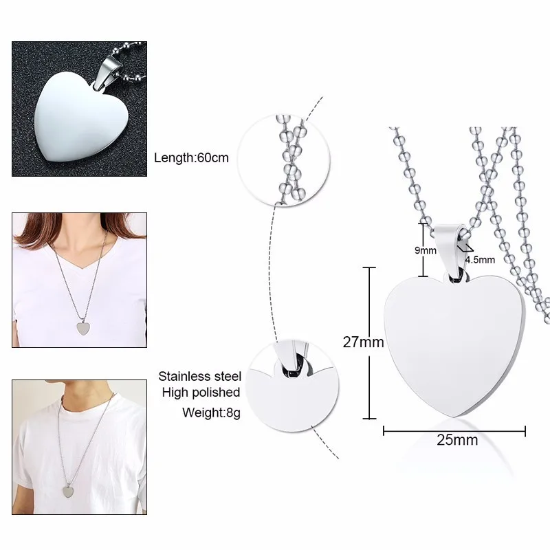 Vnox Classic Dog Tag For Women Men 316L Stainless Steel Unisex Simple Pendant Casual Necklace 24\