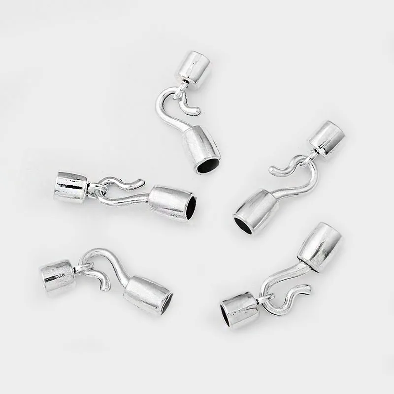 7sets Easy Simple Hook Clasp Cap Connector For 6mm Round Leather Cord Bracelet Necklace Jewelry Making Findings