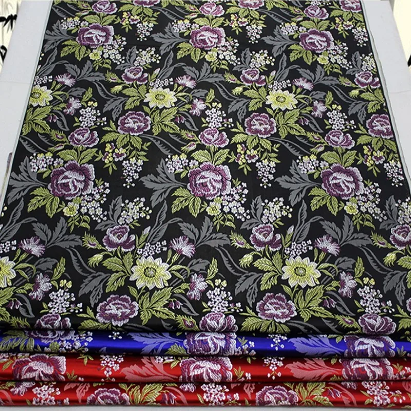 CF558  Peony Jacquard Brocade Red/Blue/Black Fabric Chinese Wedding Fabric Chinese Brides Dress Clothes Patchwork Fabric For Sew