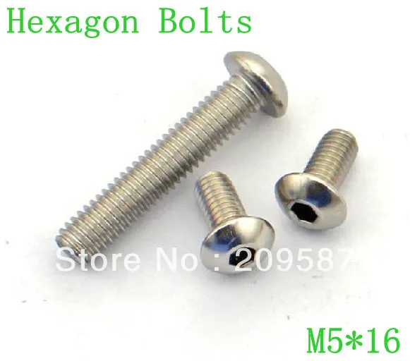 

50pcs Metric Thread M5x16mm Stainless Steel inside Round Hexagon Bolts Screws