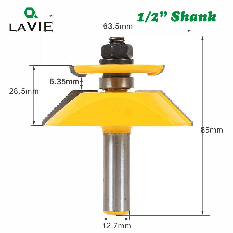 LA VIE 3pcs 12mm 1/2 Shank Rail Stile Router Bit Set Door Woodworking Cutter Mortise and Tenon Cutter Woodworking Tools MC03054