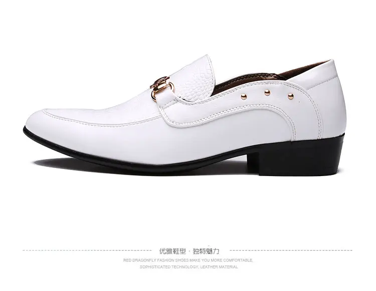 pointed toe white wedding casual men dress shoes slip-on leather business Derby Shoes flat spring shoes x1124 35
