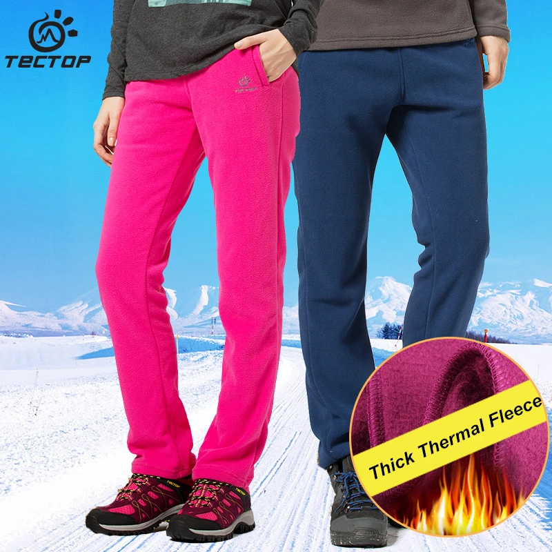 Tectop Mùa Thu và Mùa Đông Dày Lông Cừu Quần Thể Thao Vải Fleece Cực Windproof giữ ấm Nhiệt Cộng Với Kích Thước Đàn Ông và Phụ Nữ quần