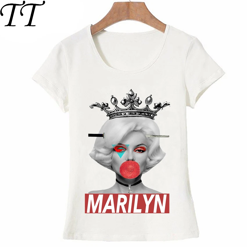 Vintage Fashion Marilyn Monroe King Print T-Shirt Summer Cool Women T-shirt Hip Hop Tees Cute girl Tops Hipster Woman t-shirt