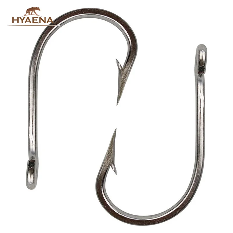 Hyaena 30pcs 7691 Stainless Steel Sharp Big Thick Tuna Fishing Hooks Size 5/0 6/0 7/0 8/0 9/0 10/0 11/0 12/0 13/0