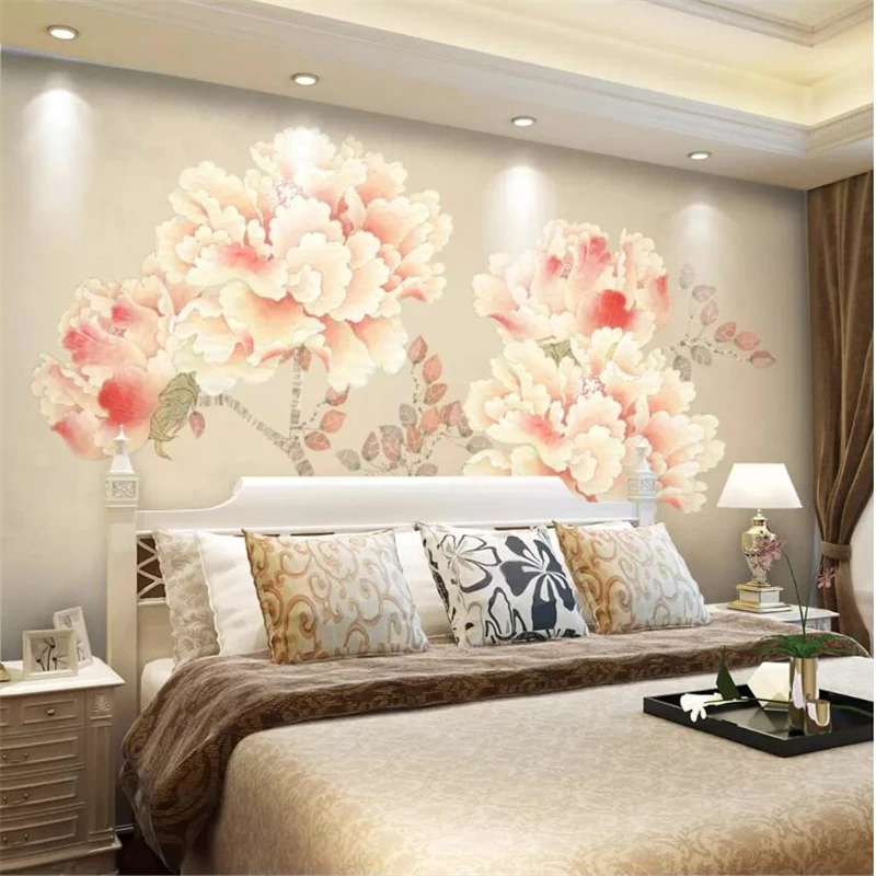 

wellyu papel de parede para quarto Custom wallpaper Home and rich peony work pen peony TV background wall papier peint behang