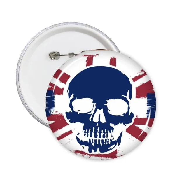 

5pcs Human Skeleton UK England Landmark Flag Mark Illustration Pattern Round Pin Badge Button