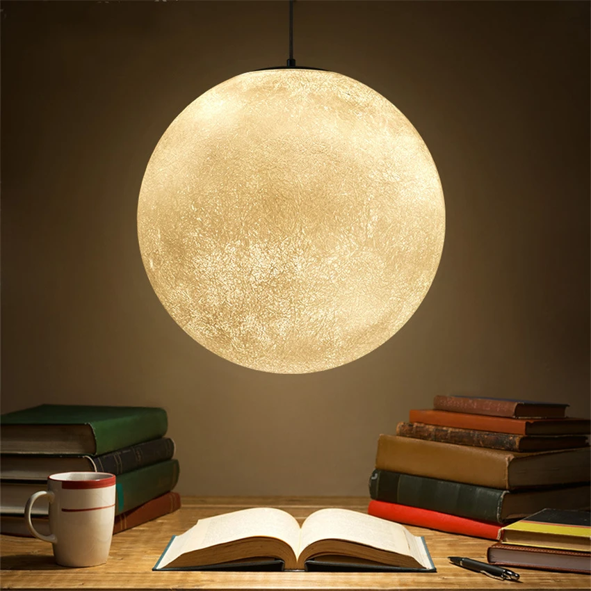 

Lunar Pendant Lights Modern Minimalist Restaurant Bedroom Living Room Single-headed Moon Lamp Study Cafe Bar Hanging Lights