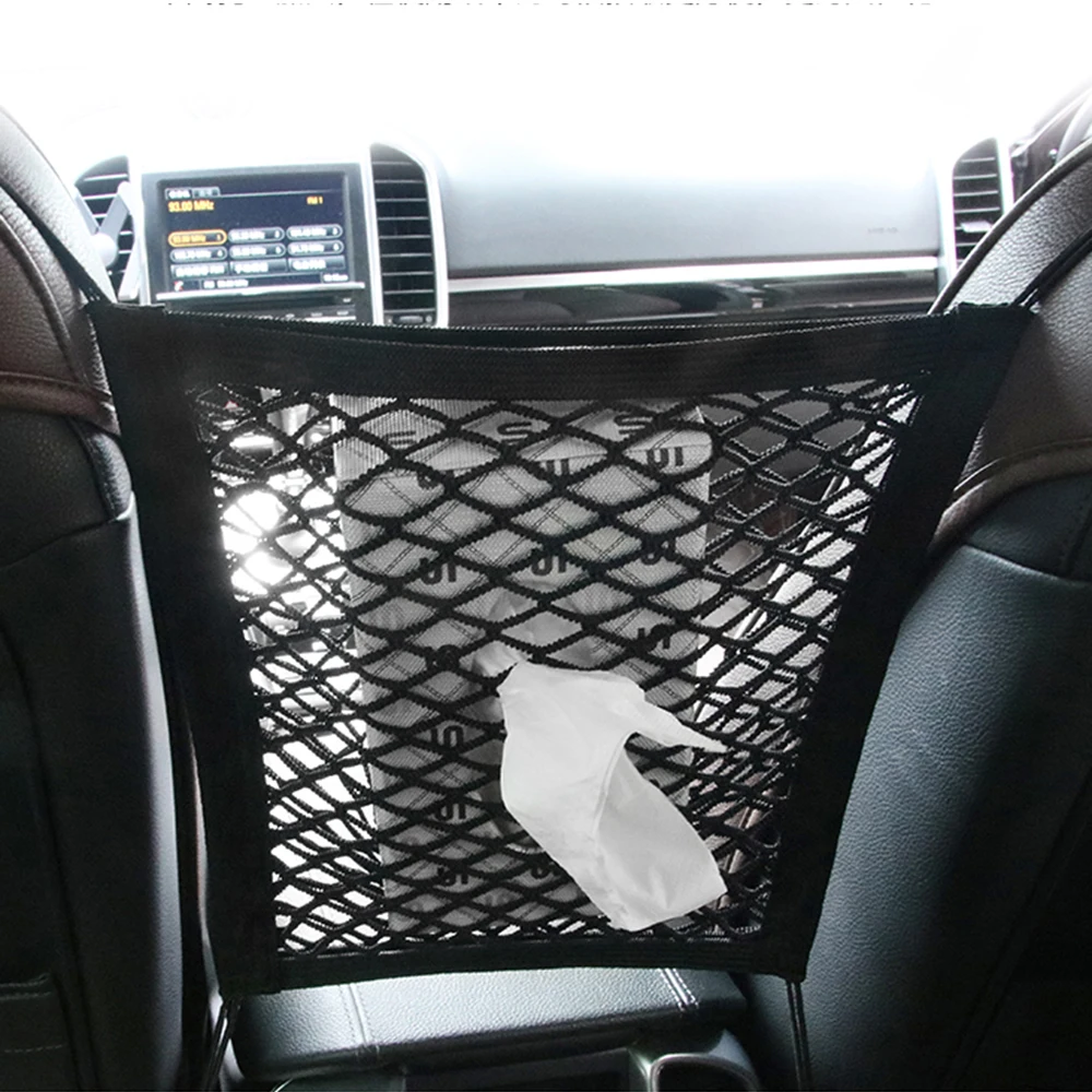 KAWOSEN Strong Elastic Car Mesh Net Bag Between Car Organizer Seat Back Storage Bag Luggage Holder Pocket Safety Bag CMNB01 images - 6