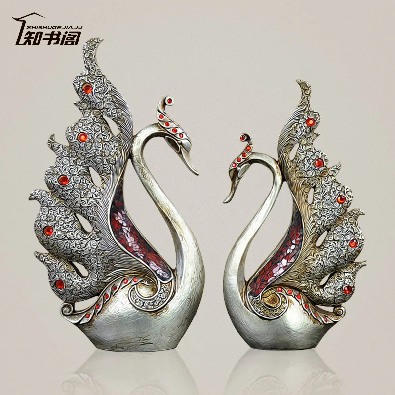 European Court notices retro couple swan ornaments resin crafts ornaments home decorations wedding gifts