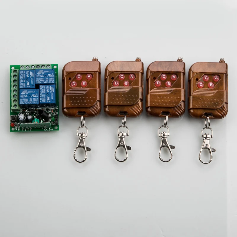 

Special price DC 12V 10A 4 channel RF Wireless Remote Control system 1 piece Receiver 4 piece Transmitter