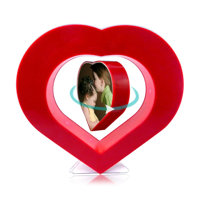 Floating Photo Frame Red Heart Magnetic Levitation Pictures Frame Magnetic Suspension Photo Frame Home Office Decoration