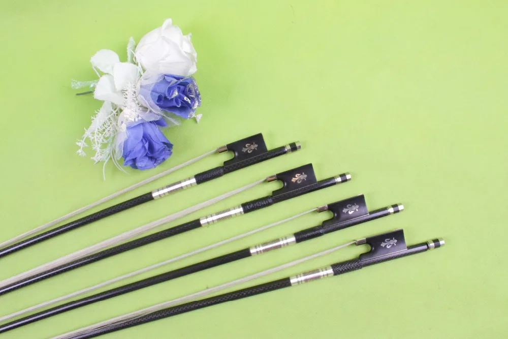 New 1pcs 4/4 Violin Bow  Carbon Fiber Ebony Frog Round Stick Straight #02