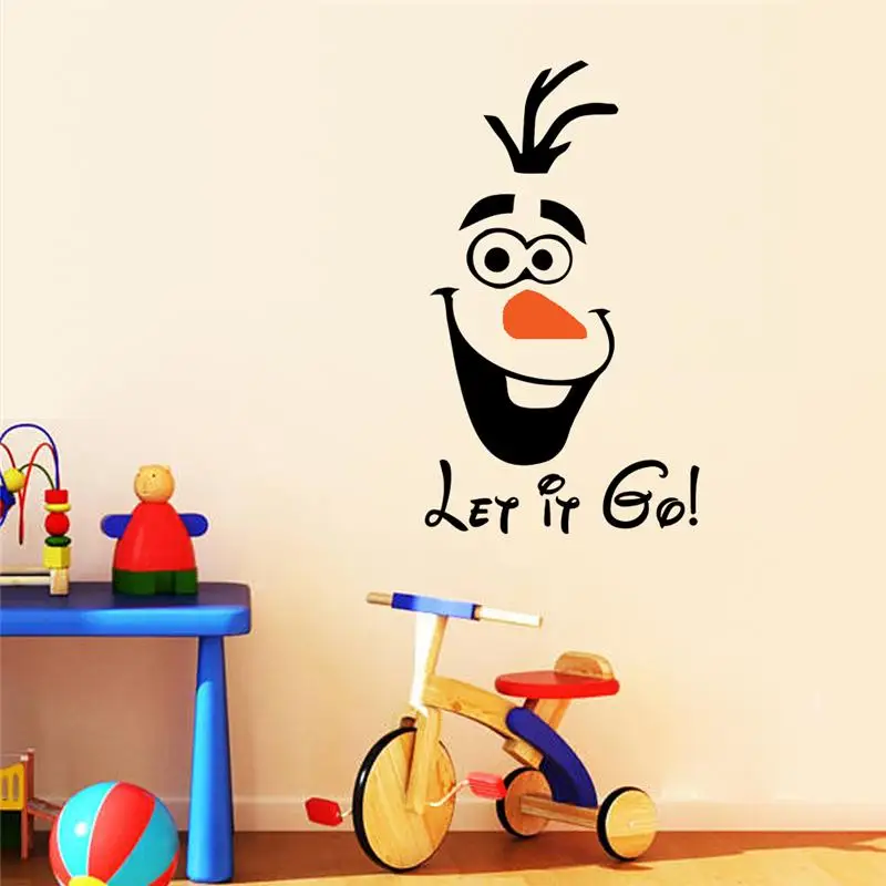 Cartoon Olaf Let It Go Wall Stickers For Kids Room Bedroom Decoration Diy Home Decals Vinyl Wall Art