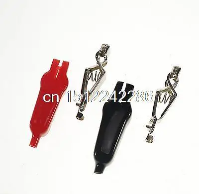 4pcs Red Balck Plastic Cover Metal Alligator Clips Clamps 80mm Length