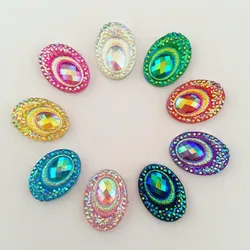 40pcs AB Resin 13*18mm Bling Peacock eye flat back rhinestone Wedding Ornaments  diy appliques D62*2