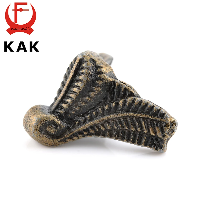 4PCS KAK Antique Corner Protector Bronze Jewelry Chest Box Wooden Case Decorative Feet Leg Metal Corner Bracket Hardware