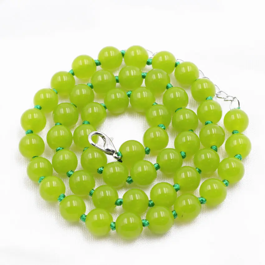 

Statement Round Beads Necklace Natural Stone Olivine Peridot Jades Short Chain Necklaces Choker Crystal Strand Jewelry 18" A782