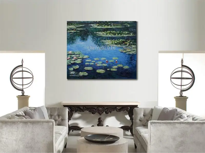 High Quality Water Lilies Canvas Art Hand Painted Claude Monet Oil Painting Reproduction Landscape Artwork for Living Room Decor