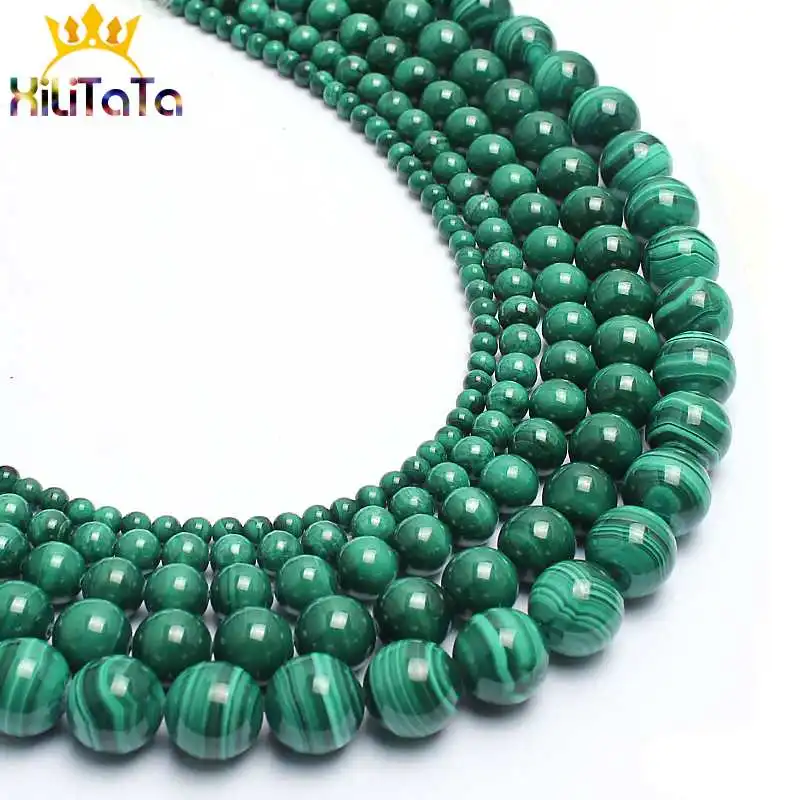 Natural Genuine Malachite Stone Beads Green Round Loose Spacer Beads For DIY Jewelry Making Bracelet Necklace 15'' 4/6/8/10/12mm