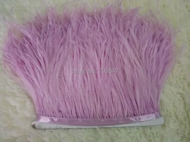 

10 yards/lot 1 ply LAVENDER ostrich feather trimming fringe on Satin Header 5-6inch in width,перо страуса