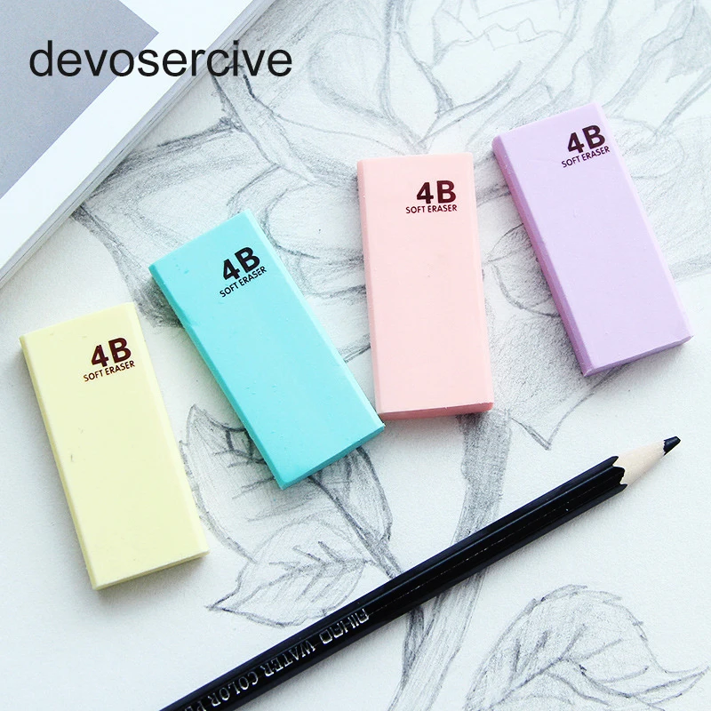 Fresh Candy Color Square 4B Pencil Eraser Big Rubber Art Erasers Drawing gomas Borracha Silgi Test Stationery Material Escolar