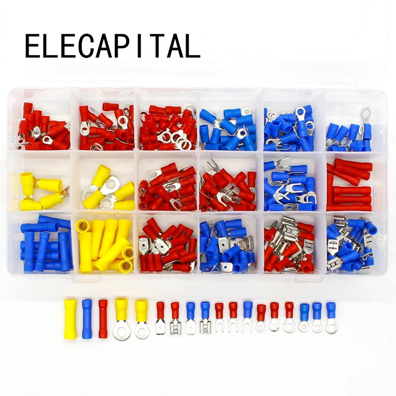 300pcs Electrical Wire Crimp Terminals Kit Insulated Terminator Spade Butt Connectors Red Yellow Blue Assorted terminales Set