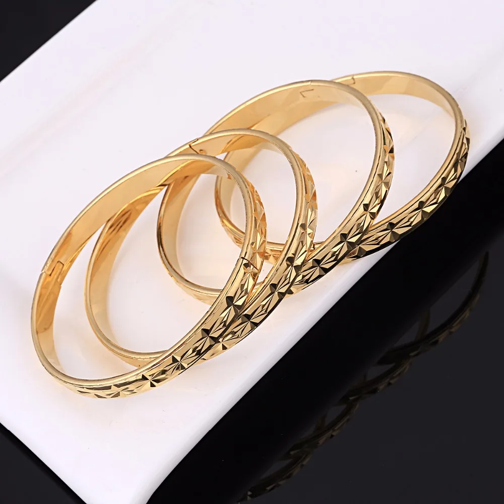 4pcs Ethiopian Jewelry Gold Color Bangles Dubai Gold Jewelry Bangles for African Bangles & Bracelets for Women Gifts