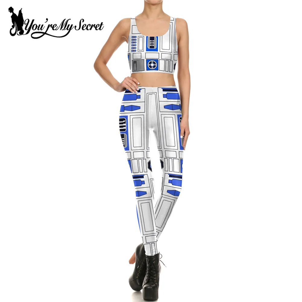 

[You're My Secret] One Set of Star Cosplay Costume for Women Artoo 2.0 Printed Leggings Movie Robot Mujer Leggins Suit