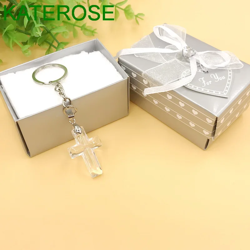 18PCS Church Party Giveaway Gift For Guest Choice Crystal Cross Key Chains Wedding&Bridal Shower Favors