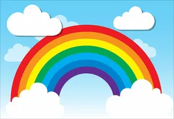 5x7FT Cartoon Colorful Rainbow Entrance White Clouds Sky Custom Photo Studio Backdrop Background Vinyl 220cm x 150cm