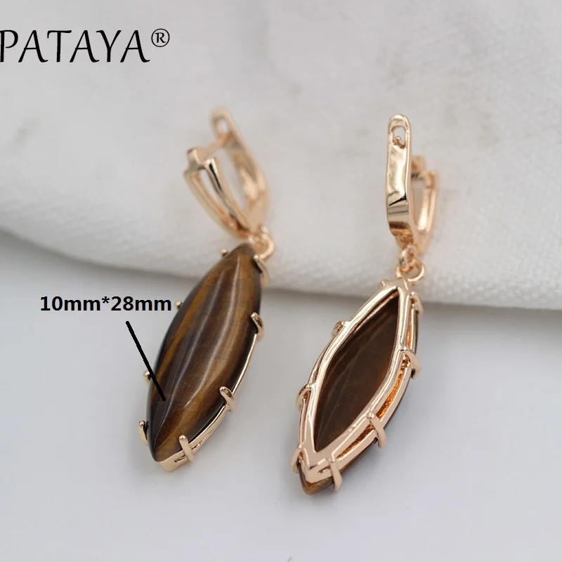 PATAYA Exclusive Sale 585 Rose Gold Color Drop Earrings Multicolor Natural Stone Earrings Women Party Wedding India Jewelry