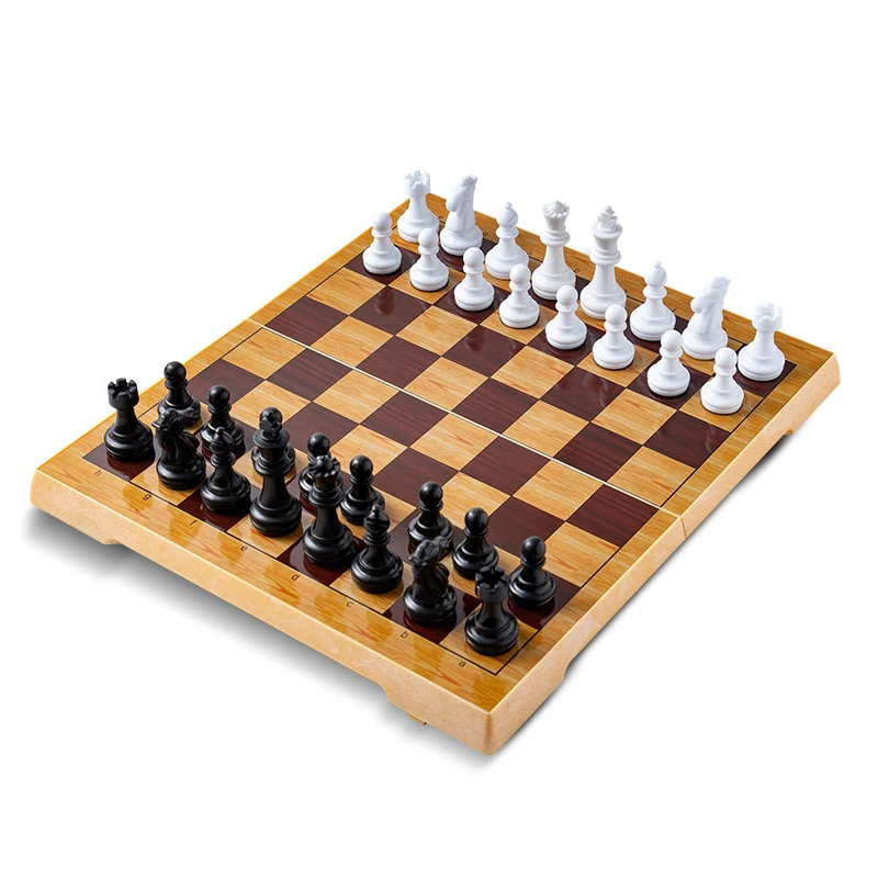 Top Quality Portable Chess Set Small/Large Plastic Pieces Glued Onto Chessboard For Friends Children‘s Gift Board Games qenueson