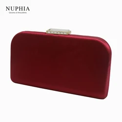 NUPHIA New Book Shape Silk Satin Evening Clutches and Evening Bags Red (Wine)