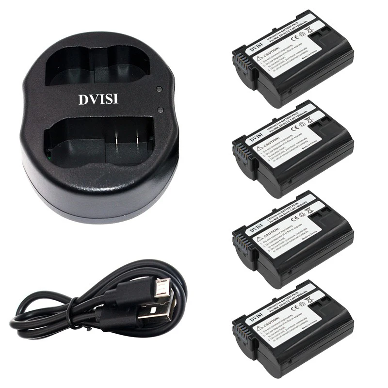 4pcs EN-EL15 EN EL15 Recargeable Camera  Battery+USB Dual Charger for Nikon D600 D610 D600E D800E D810 D7000 D7100 d750 V1 MH-25