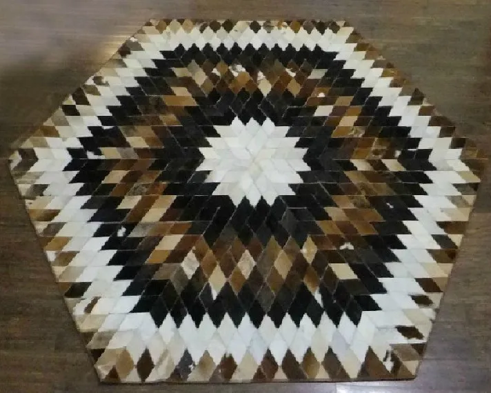 

Fashionable art carpet 100% natural genuine cowhide leather bamboo carpet