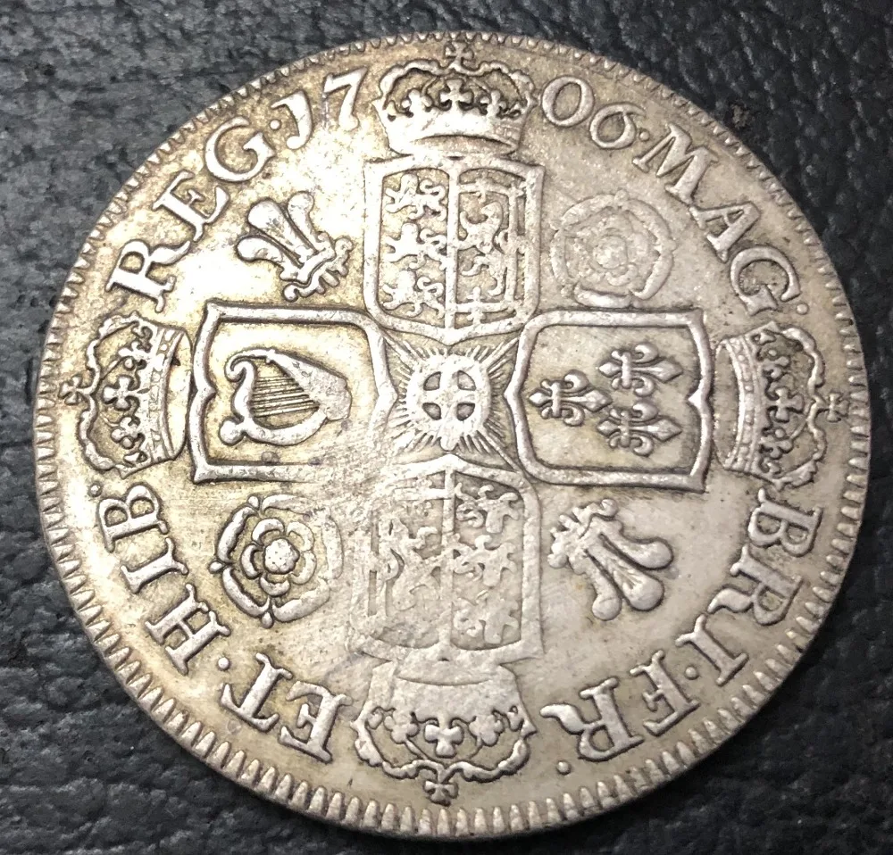 1706 England 1 Crown-Anne Pre-Union Silver Plated Copy Coin