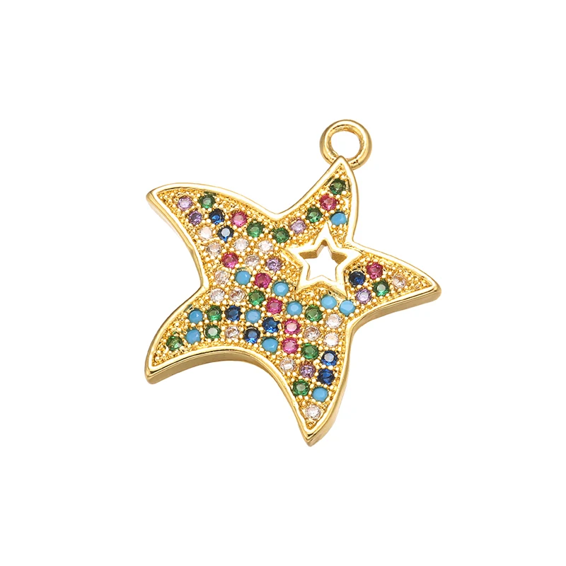 ZHUKOU 19x21mm Brass Crystal Star Pendant for Women Necklace earrings bracelet Jewelry Accessories Making Findings Model: VD459