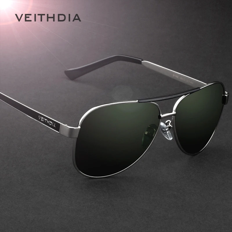 VEITHDIA Sunglasses Pilot Men Brand Designer Polarized UV400 Lens Vintage Fashion Sun Glasses Eyewear Accessories For Male  3152