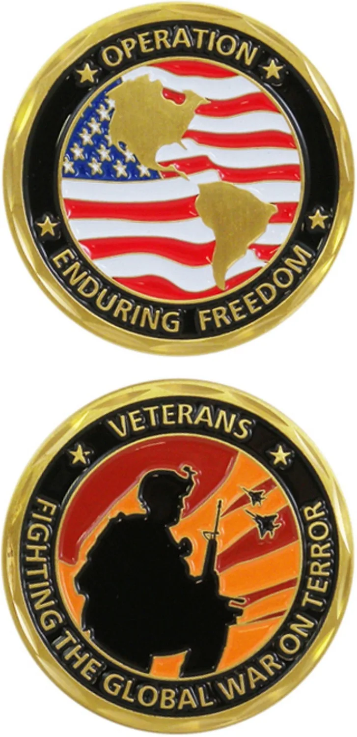 Custom coins low price usa Military Veteran Freedom Challenge gold Coin new oem metal milirary enamel gold coins FH810230